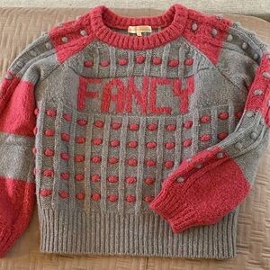 LoveShackFancy Gray and Pink Textured Sweater